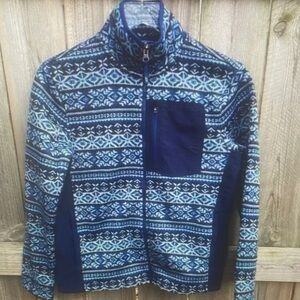 Kids Blue Patterned Fleece Jacket